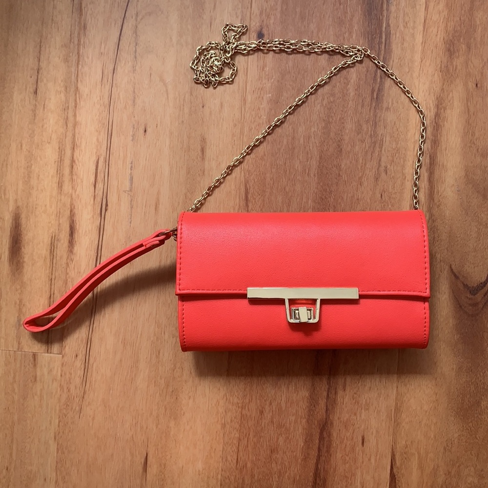 Orange Wristlet with Shoulder Strap